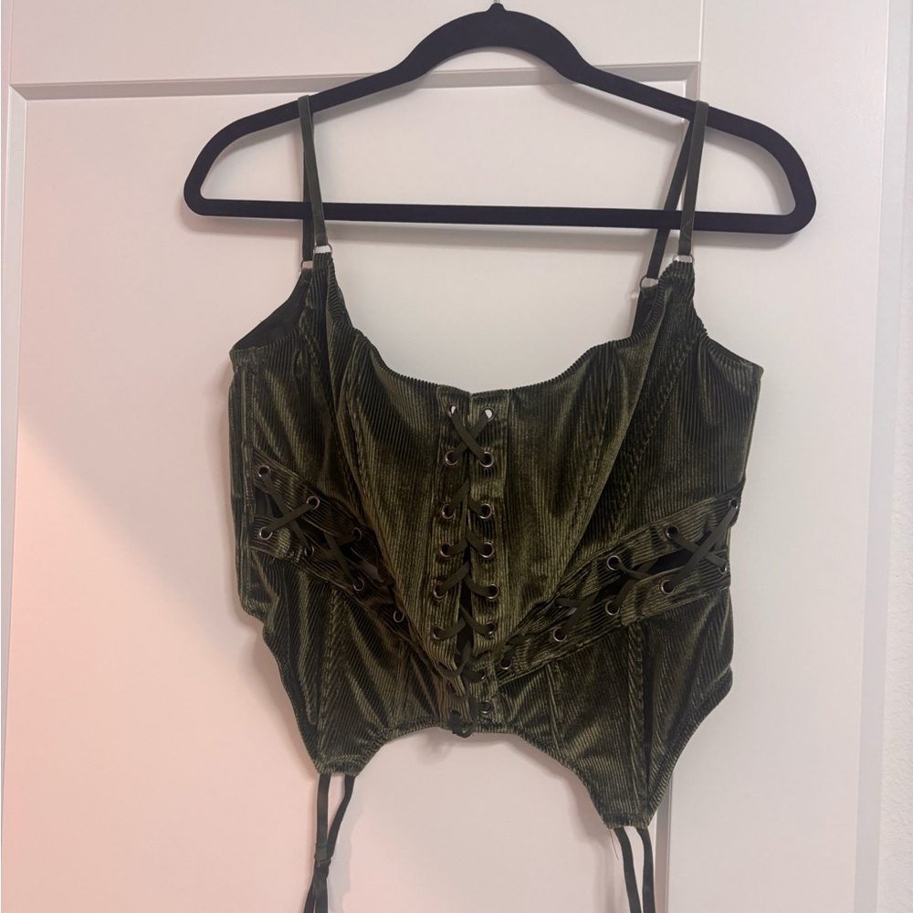 Urban Outfitters Olive Lace-Up bra top
